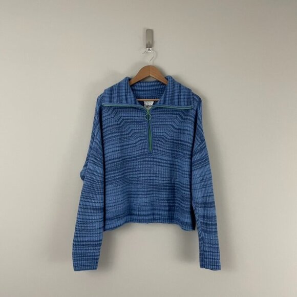 Aerie Blue Spacedye Quarter Zip Pullover Sweater Size XS - Picture 1 of 6